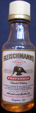 Fleischmann's
established 1870
preferred
blended whiskey
the straight whiskies in this product are 4 years or more old 271% straight whiskies 721% neutral spirits distilled from grain
blended and bottled by Fleischmann Distilling company, Dayton, N.J.
45%