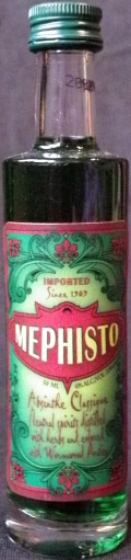 Mephisto
Imported
Since 1909
Absinthe Classique
Neutral spirits distilled with herbs and colored with Wormwood Pontica
Fischer Spirits Vienna / Austria
65% (130 Proof)