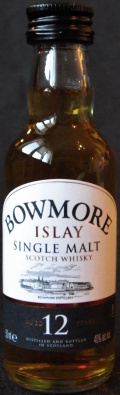 Bowmore
Islay
Single Malt
Scotch Whisky
Bowmore Distillery
aged 12 years
distilled and bottled in Scotland
40%