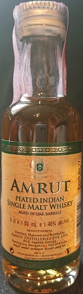 Amrut
Since 1948
Peated Indian
Single Malt whisky
aged in oak barrels
product of India
Distilled, matured and bottled by Amrut Distilleries Pvt. Ltd. (N.R. Jagdale Group), Kambipura, Bengaluru, India
46%