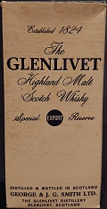 The Glenlivet
Established 1824
Highland Malt
Scotch Whisky
Export
Special Reserve
George Smith
Founder of the Glenlivet Distillery
1792-1871
Distilled & bottled in Scotland
George & J. G. Smith Ltd.
The Glenlivet Distillery, Glenlivet, Scotland
